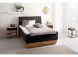 Boxspringbett OTTO HOME "JENNA in verschiedenen Farben und Breiten erhältlich", schwarz (carbone), B:164cm L:216cm, Komplettbetten, Boxspringbett, LED-Beleuchtung, mit zertifizierten, recycelten Bezugsstoffen