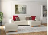 Ecksofa SIT & MORE "Dundee L-Form", beige (creme), B:264cm H:86cm T:175cm, Sofas, Ecksofa, mit Federkern und Massivholzfüßen, wahlweise mit Kopfteilverstellung
