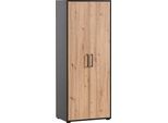 Aktenschrank WELLTIME "Aino", schwarz (schwarzmatt, artisan eichefarben), B:65,1cm H:163,6cm T:41cm, FSC-zertifizierter Holzwerkstoff, Schränke, Aktenschrank