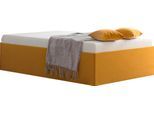 Polsterbett "Amrum", gelb (sonnengelb), B:145cm L:205cm, Bezug Glanzvelours, 100% Polyester, Polsterung 100% Polyester, Gestell Holzwerkstoff, WESTFALIA SCHLAFKOMFORT, Betten, Polsterbett, in Samtvelours ohne Kopfteil, mit und ohne Bettkasten erhältlich