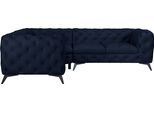 Chesterfield-Sofa HOME AFFAIRE "Ecksofa GLYNIS L-Form mit Wellenunterfederung, Maße B/T/H 264/204/75cm", blau (deep ocean), B:264cm H:75cm T:204cm, Struktur (100% Polyester);Samtoptik (100% Polyester), Sofas, Chesterfield-Sofa, aufwändige Knopfheftung, moderne Chesterfield Optik, Fußfarbe wählbar
