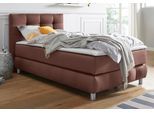 Boxspringbett HOME AFFAIRE "Salo", braun, B:104cm L:211cm, Struktur (100% Polyester);Bezug der Spiegelfläche Matratzendrell aus 100% Polyester;Samtoptik (100% Polyester), Komplettbetten, Boxspringbett, incl. Topper, 6 Breiten, 2 Härtegrade, TFK auch in Härtegrad 4
