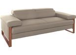 2-Sitzer W.SCHILLIG "finn", braun (stone z59), B:210cm H:71cm T:106cm, Flachgewebe S22 (100% Polyester);Stoff S37 (100% Polyester);Longlife Xtra-Leder Z59: Glattleder mit modischer Prägung. Hautstärke 0, 9 - 1, 1 mm, Sofas, 2-Sitzer, German Design Award 2016, Fußgestell Nussbaum natur, Breite 210 cm