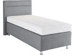 Boxspringbett, grau (strukturstoff grau), ohne LED-Beleuchtung, Liegefläche B/L: 90cm x 200cm, H3, 7-Zonen-Kaltschaummatratze, Bezug Unterbox und Kopfteil: Strukturstoff (77% Polyester und 23% Viskose);Bezug Obermatratze 100% Polyester, waschbar bis 60C, WESTFALIA SCHLAFKOMFORT, Komplettbetten, Boxspringbett, wahlweise mit LED-Beleuchtung