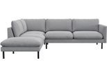 Ecksofa FLEXLUX "Bolzano Designsofa, bequem durch Kaltschaum im Sitz, L-Form", grau (sophisto grau), B:262cm H:61cm T:222cm, 100% Polyester, Sofas, Ecksofa, lose Sitz -& Rückenkissen, hohe Füße