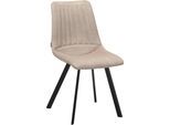 Esszimmerstuhl OMG DESIGN "Pluto", beige (sand, schwarz, sand), B:47cm H:86cm T:66cm, Stühle, Esszimmerstuhl, pflegeleichte Microfaser, Lederoptik