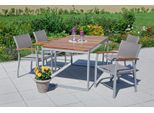 Garten-Essgruppe MERXX "Naxos", beige (natur), Obermaterial: 100% Polyester, Sitzmöbel-Sets, Garten-Essgruppe, mit ausziehbaren Tisch