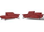 Sofa EGOITALIANO "Anais, Design mit hohem Sitzkomfort, Fußfarbe schattengrau", rot (marsala), Sofas, Luxus-Microfaser Lederoptik, Ottomane Armlehne rechts, Sofa, Set, Kopfteil verstellbar, Luxus-Microfaser Lederoptik, marsala