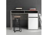 Schreibtisch INOSIGN "Plus", grau (betonfarbig, weiß, weiß hochglanz, beton, beton), B:110,2cm H:77,4cm T:48,2cm, Tische, Schreibtisch, mit vielen Stauraummöglichkeiten, zeitloses Design