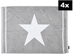 Badematte DONE. "DAILY SHAPES Star 4er-Set", silber (silberfarben), H:5mm, Baumwolle, Badematten, Badematte, Badvorleger aus 100% Baumwolle, Jacquardgewebt