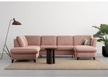 Wohnlandschaft HOME AFFAIRE "Trelleborg U-Form", rosa (altrosa), B:307cm H:86cm T:213cm, 95% Polyester, 5% Polyamid, Sofas, Wohnlandschaft, wahlweise mit Bettfunktion und Bettkasten, inkl. Federkern-Polsterung