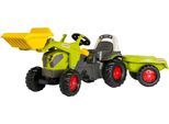 Trettraktor ROLLY TOYS "rollyKid Claas Axos 240 mit Frontlader und Anhänger", grün, Tretfahrzeuge, KinderB:47cm H:55cm T:161cm, Kunststoff, Trettraktor, B:47cm H:55cm T:161cm