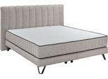 Boxspringbett "Baldwin", grau, B:202cm L:212cm, 95% Polyester, 5% Cotton, SET ONE BY MUSTERRING, Komplettbetten, Boxspringbett, Liegefläche 180 x 200 cm, Duo-Matratze, Kopfteil mit Steifensteppung