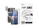 CARE BY PANZERGLASS Displayschutzglas "3-in-1 Protection, Ceramic Glass, Kickstand Case, Lens Cover", schwarz (transparent, silber, schwarz), B:11cm H:2,6cm T:19,6mm, Displayfolien, Displayschutzfolie, Schutzfolie, Bildschirmschutz, kratz- & stoßfest, Displayschutzglas