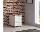 Rollcontainer FORTE "Duro", weiß (pinie weiß, eiche antik), B:42,3cm H:61,4cm T:53cm, FSC-zertifizierter Holzwerkstoff, Rollwagen, Rollcontainer, Rollwagen mit Schubladen, abschließbar, im Landhausstil