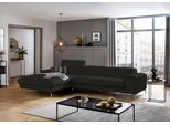 Ecksofa W.SCHILLIG "piedroo, Designsofa mit tollem Sitzkomfort, elegant und bequem, L-Form", schwarz (schwarz z59), B:343cm H:70cm T:193cm, Longlife Xtra-Leder Z59: Glattleder mit modischer Prägung. Hautstärke 0, 9 - 1, 1 mm, Sofas, Ecksofa, Kopfteilverstellung, wahlweise mit Sitztiefenverstellung, Breite 343cm