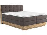 Boxspringbett HOME AFFAIRE "Naome", braun (mud), B:201cm L:217cm, 100% Polyester, Komplettbetten, Boxspringbett, Boxspringbett, Inklusive Topper