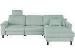 Ecksofa 3C CANDY "Mainau L-Form", grün (mint), B:308cm H:91cm T:185cm, 100% Polyester, Sofas, Ecksofa, Relaxfunktion im 1,5-Sitzer, motorische Schlaffunktion in Longchair