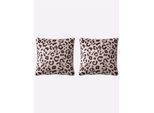 Kissenhülle HEINE HOME, beige (beige, schwarz), B:40cm L:40cm, Polyester, 100% Polyester, Kissenbezüge, Kissenhülle