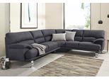 Ecksofa TRENDMANUFAKTUR "Cecilia II, in italienischen Design, bequem, hoher Sitzkomfort, L-Form", grau (grafit), B:280cm H:87cm T:240cm, Microfaser Vintage (100% Polyester);Struktur (100% Polyester);Struktur fein (100% Polyester), Sofas, Ecksofa, extrabreite Armlehnen für noch mehr Sitzkomfort
