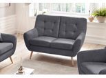 2-Sitzer EXXPO - SOFA FASHION "Scandi, bequem, aufwendige Rückenpolsterung für mehr Sitzkomfort", grau (anthrazit), B:137cm H:92cm T:92cm, Korpus: 100% PES;Luxus-Microfaser (100% Polyester), Sofas, 2-Sitzer, akuelle Farben in hochwertige Bezugsqualitäten, Holzfuß