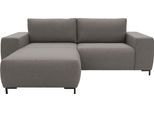 Ecksofa "Looks VI L-Form", grau, B:242cm H:87cm T:160cm, 100% Polyester, LOOKS BY WOLFGANG JOOP, Sofas, Ecksofa, gerade Linien, in 2 Bezugsqualitäten