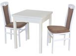 Essgruppe "3tlg. Tischgruppe", weiß (weiß, braun, weiß), B:45cm H:95cm T:48cm, FSC-zertifiziertes Massivholz, HOFMANN LIVING AND MORE, Sitzmöbel-Sets, Essgruppe, Stühle montiert
