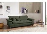 2,5-Sitzer DOMO COLLECTION "FRANZI zeitlos und elegant, moderne Sitzheftung", grün, B:210cm H:81cm T:105cm, Sofas, 2 5-Sitzer, wahlweise mit Kopfteilverstellung, inklusive Zierkissen