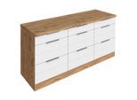 Unterschrank KOCHSTATION "KS-Luhe", weiß (weiß matt, wotaneiche), B:180cm H:86cm T:60cm, MDF, Schränke, Unterschrank, 180 cm breit, für viel Stauraum, MDF-Fronten mit waagerechter Lisene
