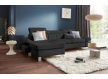 Ecksofa EXXPO - SOFA FASHION "Fiji, hochwertige Detailverarbeitung, Breite 292cm, L-Form", schwarz, B:292cm H:98cm T:167cm, Luxus-Kunstleder;Webstoff (100% Polyester);Webvelours (100% Polyester), Sofas, Ecksofa, bequem durch Kopf- und Armteilverstellung, wahlweise mit Bettfunktion
