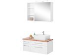 Badmöbel-Set WELLTIME "Davos", weiß, Becken rechts, Kastenmöbel-Sets, Badmöbel-Set, Breite 50 cm, mit eckigem Waschbecken