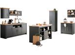 Küche OTTO HOME "KS-Westminster", grau (küche: grau, korpus: grau dunkel, arbeitsplatte: eiche wotanfarben), B:366cm T:60cm, Komplettküchen-Sets, Küche, Breite 366 cm, ohne E-Geräte