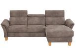 Ecksofa HOME AFFAIRE "Conville L-Form", braun (savannah), B:256cm H:84cm T:167cm, 100% Polyester, Sofas, Ecksofa, Federkern, wahlweise mit Bettfunktion und Bettkasten bzw. Stauraum