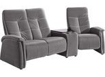 3-Sitzer EXXPO - SOFA FASHION "Tivoli, Kinosofa mit Tischablage & Stauraumfach, man. Relaxfunktion", grau (delphin), B:258cm H:109cm T:97cm, Softlux-Kunstleder;NaturLeder;Luxus-Microfaser, »Aqua Clean« (50% Polyester, 35% Polyacryl, 15% Polyamid), Sofas, 3-Sitzer, mit Relaxfunktion