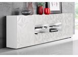 Sideboard HOME AFFAIRE "Prisma Breite 241, Kommode 2 Türen, 4 Schubkästen, Anrichte", weiß (weiß hochglanz lack, weiß mit siebdruck hochglanz lack), Sideboards, Sideboard, Front mit elegantem Siebdruck, grifflos, viel Stauraum