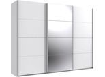 Schwebetürenschrank WIMEX "Norderstedt", weiß (weiß, spiegel), B:270cm H:210cm T:64cm, Holzwerkstoff, Schränke, Schwebetürenschrank, INKLUSIVE 2 Stoffboxen und 2 zusätzliche Einlegeböden, mit Spiegel