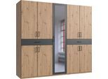 Drehtürenschrank WIMEX "Tibet", grau (artisan eiche nachbildung, absetzung graphit), B:225cm H:208cm T:58cm, Holzwerkstoff, Schränke, Drehtürenschrank, mit Schubkästen auf bequemer Zugriffshöhe
