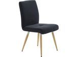 4-Fußstuhl K+W KOMFORT & WOHNEN "6411", grau (anthrazit 82, asteiche natur), B:48cm H:90cm T:62cm, Stühle, 4-Fußstuhl, mit Sitzsteppung, Edelstahlgriff am Rücken, Massivholzbeine