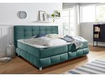 Boxspringbett HOME AFFAIRE "Salo XXL", grün (mint), B:174cm L:231cm, Komplettbetten, Boxspringbett, in Samtoptik oder Struktur, 6 Breiten in Überlänge 220cm, 4 Härtegrade