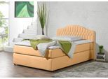 Boxspringbett MAINTAL, braun (karamell), Liegefläche B/L: 100cm x 200cm, H2 + H2, Bonnell-Federkernmatratze, Seitliche Einfassung Unterbox und Obermatratze: Mikrovelours (100% Polyester);Spiegelfläche der Unterbox und Obermatratze: 100% Polyester, Komplettbetten, Boxspringbett, in diversen Ausführungen