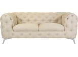 Chesterfield-Sofa HOME AFFAIRE "Glynis", beige (creme), B:185cm H:75cm T:99cm, Struktur (100% Polyester);Samtoptik (100% Polyester), Sofas, Chesterfield-Sofa, aufwändige Knopfheftung, moderne Chesterfield Optik, Fußfarbe wählbar