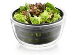 Salatschleuder GEFU "4-IN-1, Schleuder für Salat aus Kunststoff, inkl. Frischhaltedeckel", schwarz (transparent, schwarz), B:25cm H:17,4cm T:25cm Ø:25cm, Kunststoff, Salatschleudern, Salatschleuder, die Schüssel kann zum Servieren verwendet werden