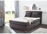 Boxspringbett JOCKENHÖFER GRUPPE "Romy erhältlich in 140 & 180cm Breite", grau (grau 426, 09), B:156cm L:213cm, Bezug Bett: Microfaser (100% Polyester);Topper und Matratzenspiegel: 100% Polyester, Komplettbetten, Boxspringbett, Cordstoff, 7-Zonen-TTFK-Matratze, KS-Topper, Echtholzfüße