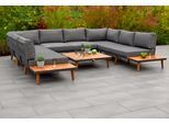 Garten-Essgruppe MERXX "Akropolis", braun (braun, grafit, grafit), Polyester, Aluminium, Massivholz, Polyester, Sitzmöbel-Sets, Garten-Essgruppe, Aluminiumgestell mit Akazienholz, FSC 100 %, geeignet für 8 Personen