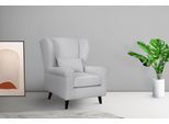 Sessel HOME AFFAIRE "Ohrensessel CHISTELLE, wahlweise mit Polsterhocker", beige (creme), B:81cm H:99cm T:87cm, 100% Polyester, Sessel, Sessel, mit Wellenunterfederung, Maße: B/T/H: 81/87/99 cm