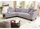 Ecksofa HOME AFFAIRE "Trondheim L-Form", silber, B:260cm H:89cm T:214cm, Struktur fein (100% Polyester);Flachgewebe (100% Polyester);Luxus-Microfaser (90% Polyester, 10% Polyamid), Sofas, Ecksofa, mit Federkern und Knopfheftung im Rücken, Füße Buche dunkel