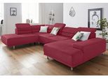 Wohnlandschaft SIT & MORE "Mariola U-Form", rot (bordeaux), B:332cm H:93cm T:111cm, Luxus-Microfaser (100% Polyester);Struktur (100% Polyester);Luxus-Microfaser ALTARA NUBUCK (100% Polyester), Sofas, Wohnlandschaft, mit Federkern, inklusive Kopfteil- und Sitztiefenverstellung