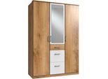 Kleiderschrank WIMEX "Click", weiß (plankeneichefarben, weiß), B:135cm H:199cm T:58cm, Schränke, Kleiderschrank, mit Spiegel