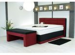 Boxspringbett, rot (bordeauxrot, schwarz), B:104cm L:216cm, Bezug von Kopfteil und seitliche Einfassung von Unterbau aus kuschelweichem und strapazierfähigem Microfaser (100% Polyester);Bezug der Obermatratze: 100% Polyester, Diolenwatte und Vlies aus 100% Polyester, WESTFALIA SCHLAFKOMFORT, Komplettbetten, Boxspringbett