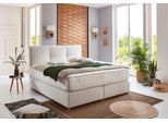 Boxspringbett GRÜNE BETTEN "Alina", beige (creme, weiß), B:160cm L:207cm, Bezug Bett: Strukturstoff (100% Polyester);Bezug Matratzenspiegel: Jersey antiallergisch (Viscose), Komplettbetten, Boxspringbett, mit Tonnentaschenfederkern-Matratze, 100% vegan
